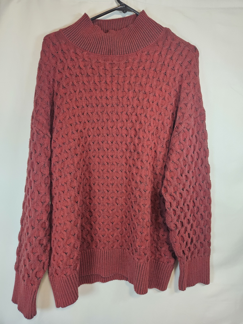 Knox Rose Rose-Red Textured Mock Neck Sweater